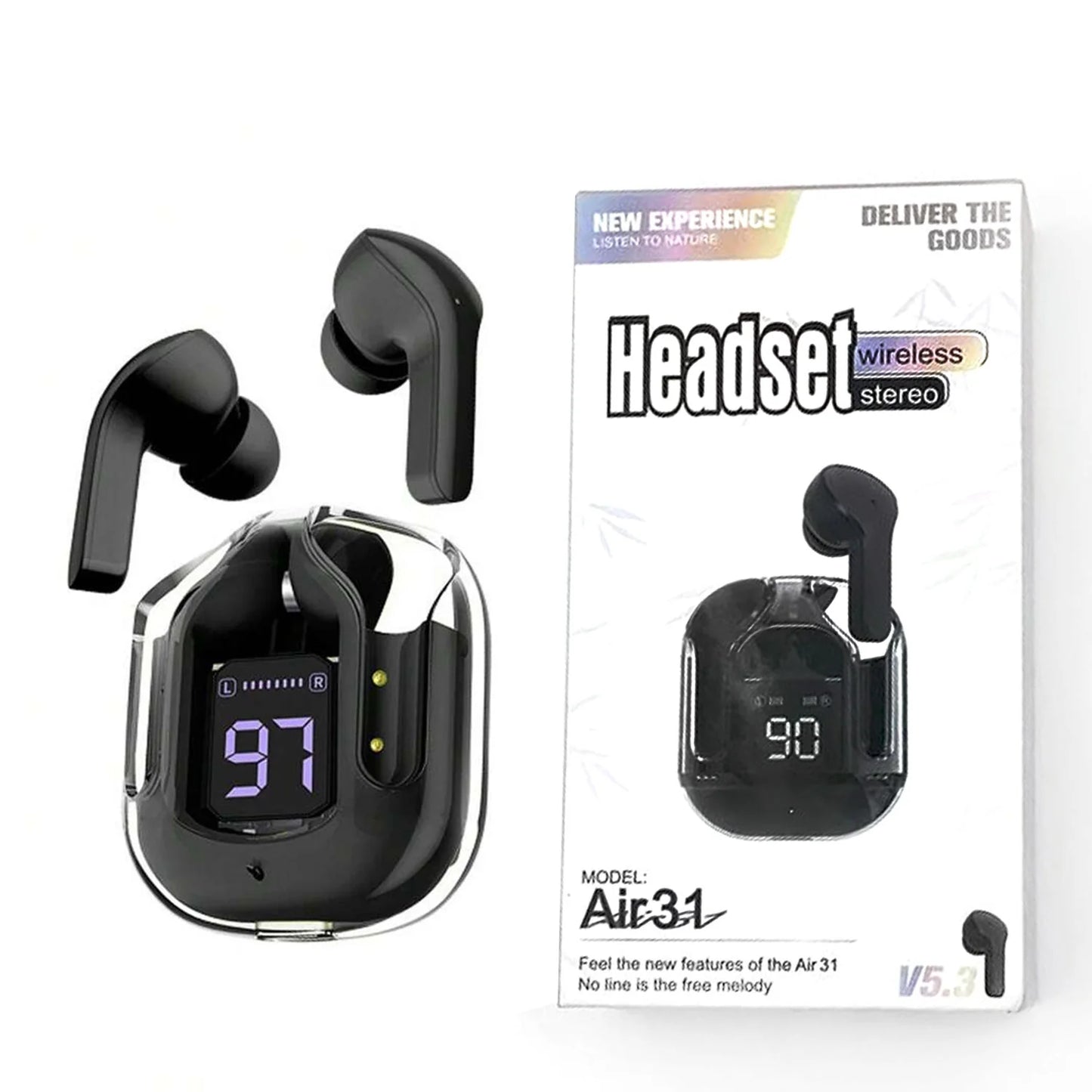 Air 31 Tws Transparent Earbuds Bluetooth 5.3v